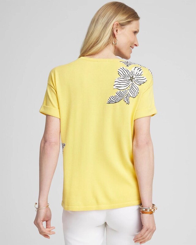Floral Intarsia Pullover Sweater - image 3